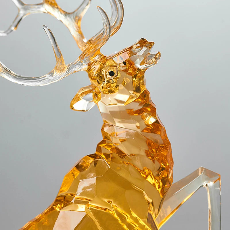 Room Decor Crystal Deer Statue Ornament Luxury Acrylic Crafts Sculpture Wine Cabinet Office Study Decoration Nordic Artwork Gift