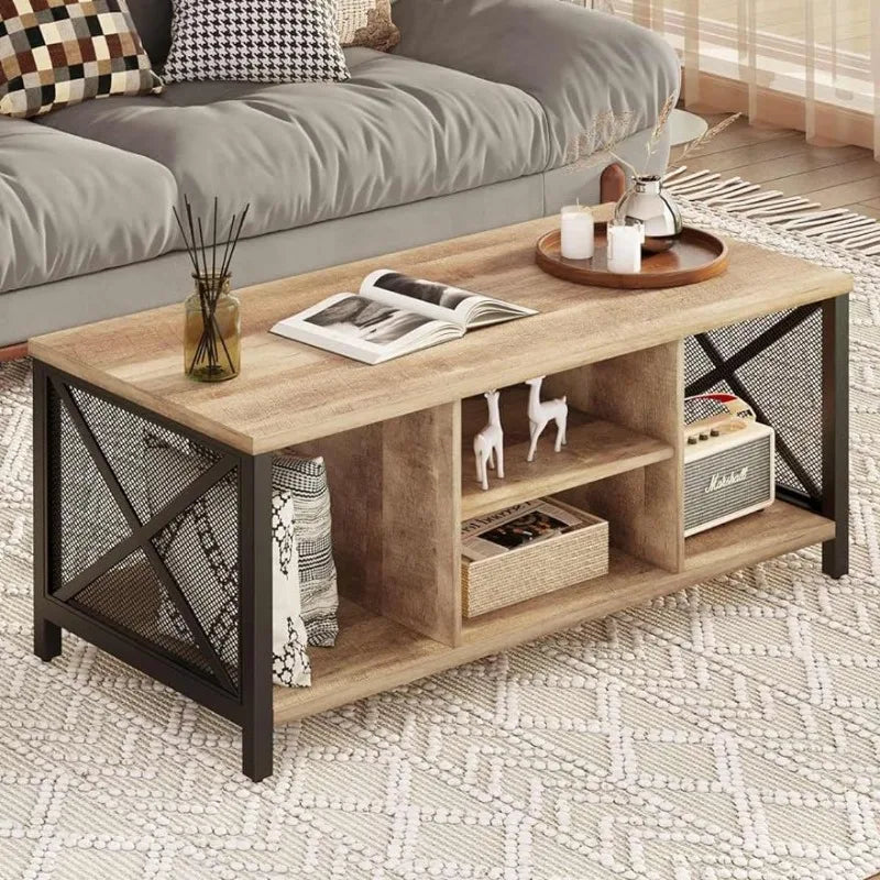 Rustic Wood Coffee Table: Farmhouse Elegance for Your Living Room.