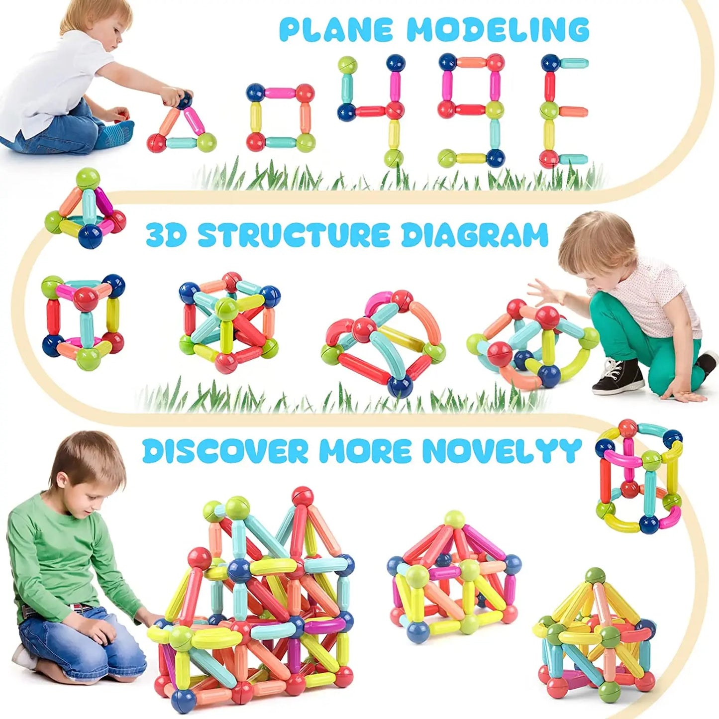 Magnetic Sticks Building Blocks Toys For Kids Montessori Educational Preschool Toddler Toy Magnet Construction Set Gift