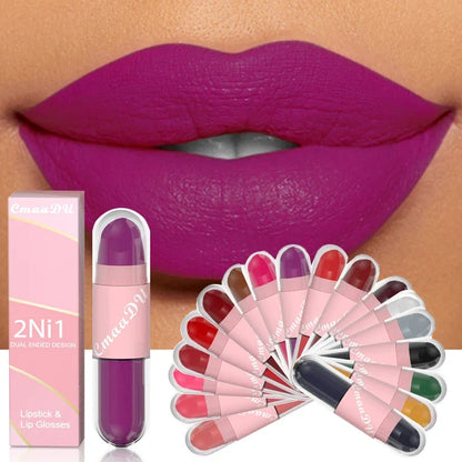 18 Colors Matte Lipstick Liquid Purple Lip.