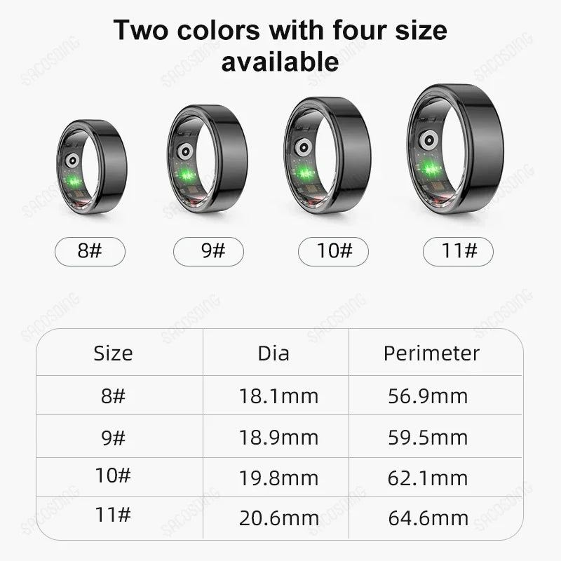 Smart Ring Men Women Heart Rate Blood Oxygen.