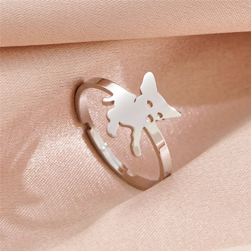 Cute French Bulldog Open Rings for Women.