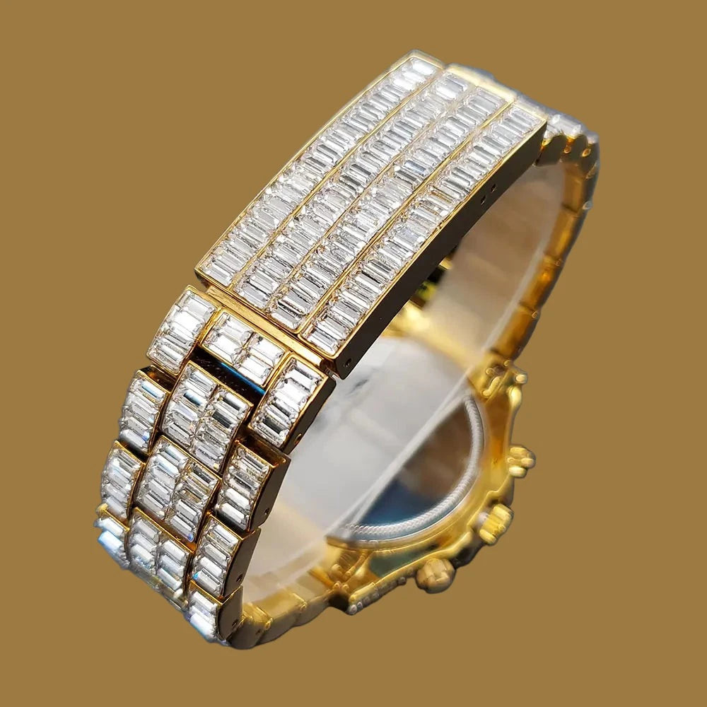 Gold Men's Watch Full Stainless Steel Luxury.