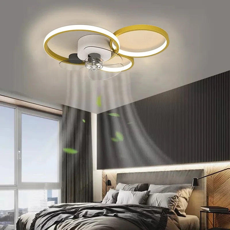 Luxury Fan Ceiling Lamp: LED Ceiling Fan with Light and Silent Remote Control.