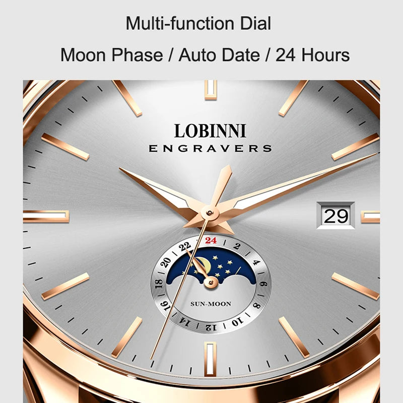 Switzerland Luxury Brand LOBINNI Automatic Mechanical.