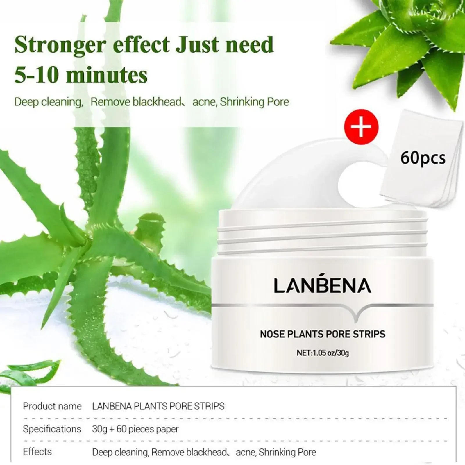 LANBENA Blackhead Remover Cream Paper Plant Pore Strips Nose Acne Cleansing Black Dots Peel Off Mud Mask Treatments Skin Care