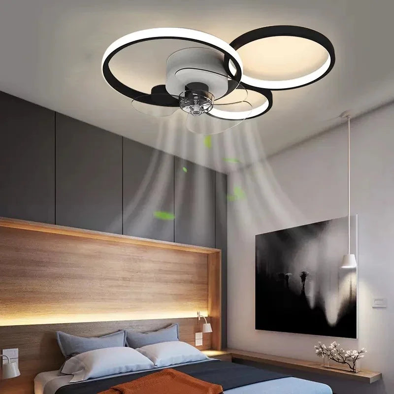 Luxury Fan Ceiling Lamp: LED Ceiling Fan with Light and Silent Remote Control.