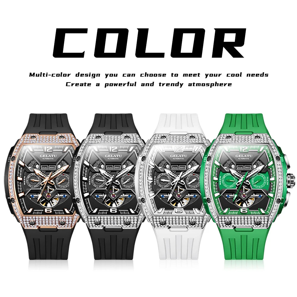 GELATU High Quality Tonneau Men's Watches Waterproof.