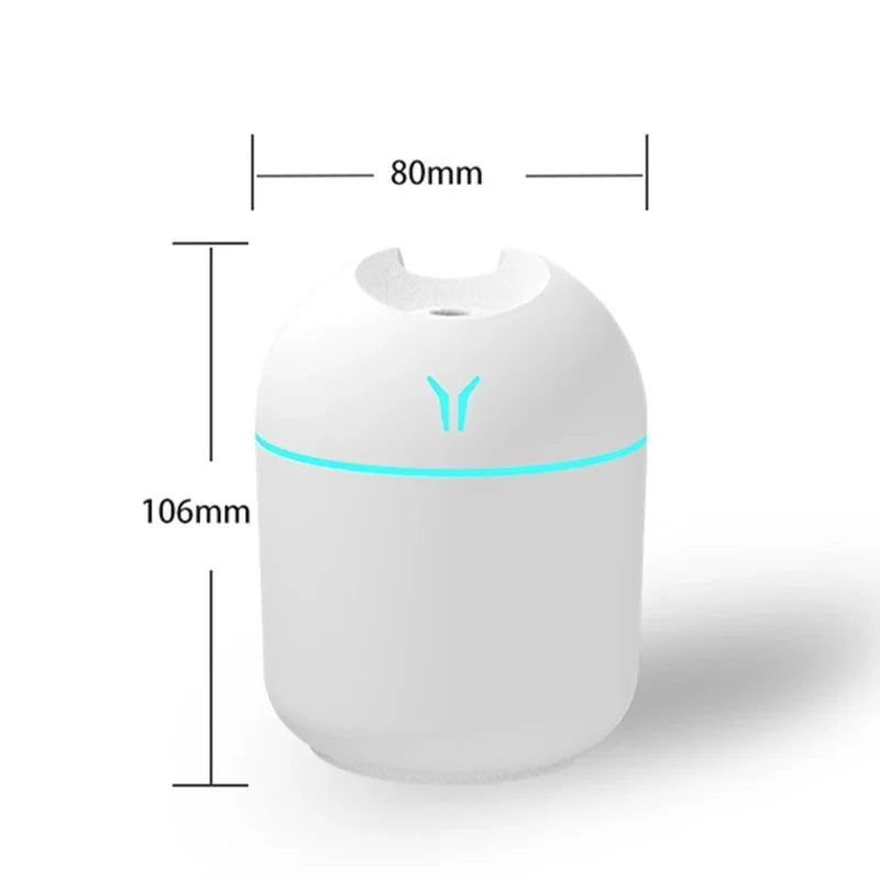 Humidifier, Aromatherapy diffuser, Mini size, 250ML capacity, Compact design, Essential oil diffuser, Air humidification, Ultrasonic technology, Quiet operation, LED light feature, Portable humidifier, Home decor accessory, Office humidifier, USB powered, Waterless auto-off,