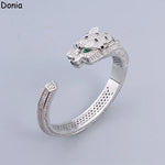 Donia Jewelry Europe and America Full Diamond Leopard Print Titanium Steel Micro - Inlaid AAA Zircon Luxury Retro Bracelet