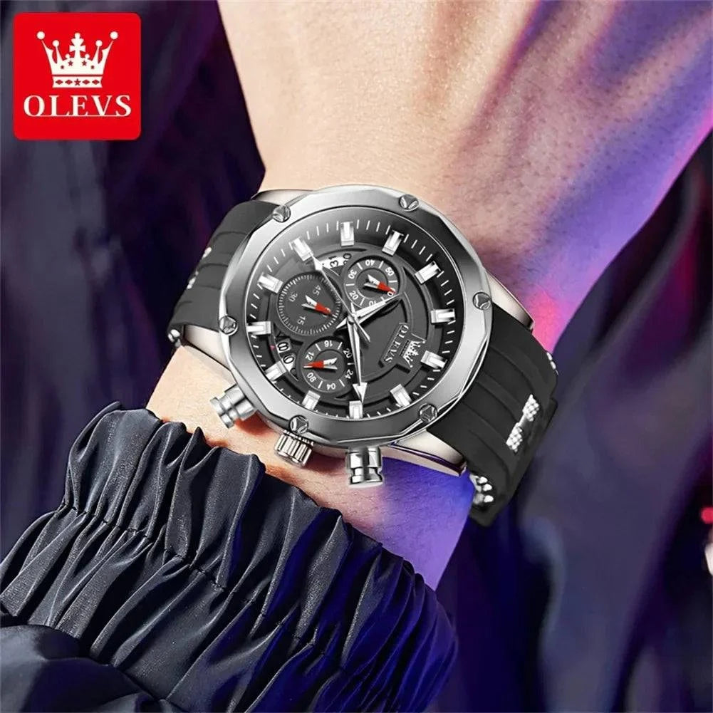 OLEVS 9991 Fashion Sport Quartz Watch For Men 45mm Big Dial Chronograph Date Hand Clock Waterproof Original Man Watches 2024