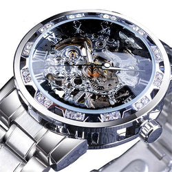 Diamond Mechanical Watch Luminous Gear Movement.