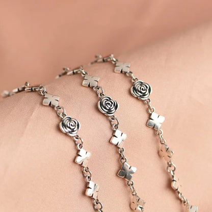 Silver Personalized Rose Cross Necklace Female.