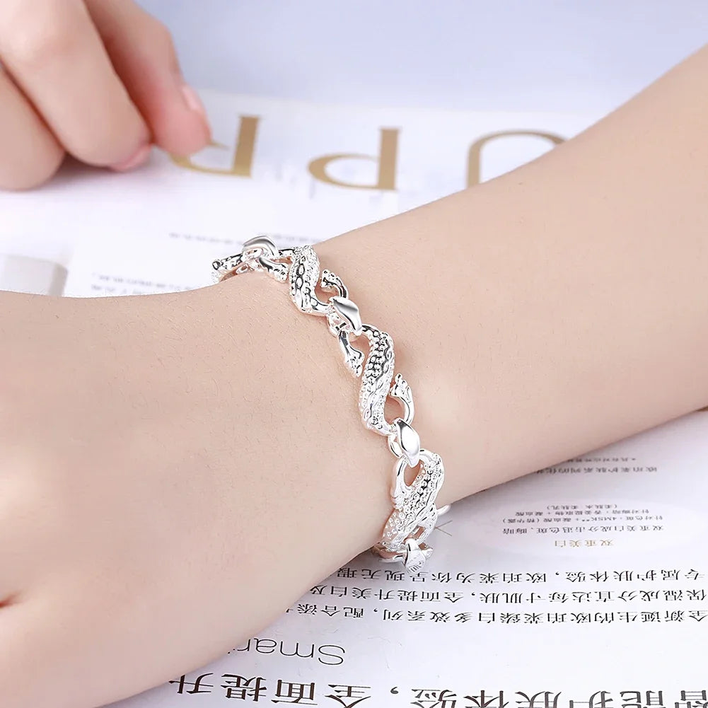 Silver Bracelet White Dragon Classic Men's Fashion