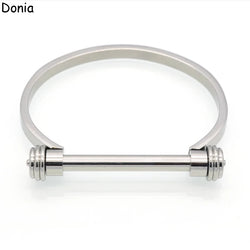 Donia jewelry European and American fashion stainless steel dumbbell titanium steel C-shaped screw bracelet punk bracelet