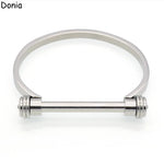 Donia jewelry European and American fashion stainless steel dumbbell titanium steel C-shaped screw bracelet punk bracelet