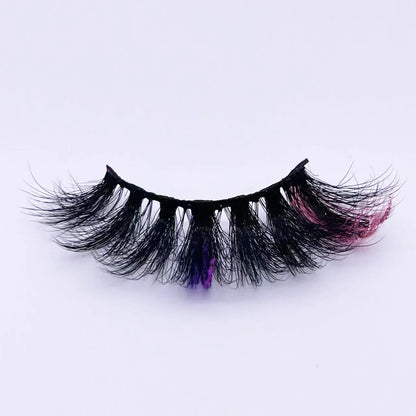 New glitter ombre Colored Lashes 20MM Mink Lashes Wholesale Dramatic Colorful Natural Eyelashes Extension Make up Fake Eyelashes