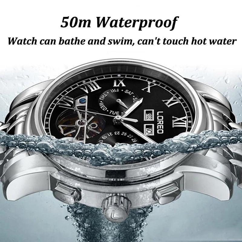 LOREO Brand Swim Men's Tourbillon Mechanical Watches.