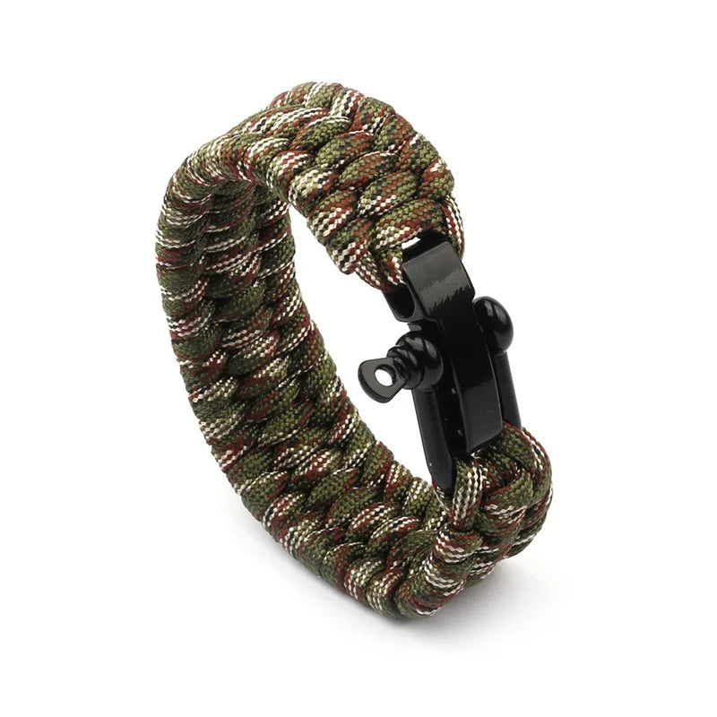 Fashion Outdoor Sport Climbing Rope Chain Bracelets for Men Parachute Cord Paracord Emergency Survival Bracelet Bangle Jewelry