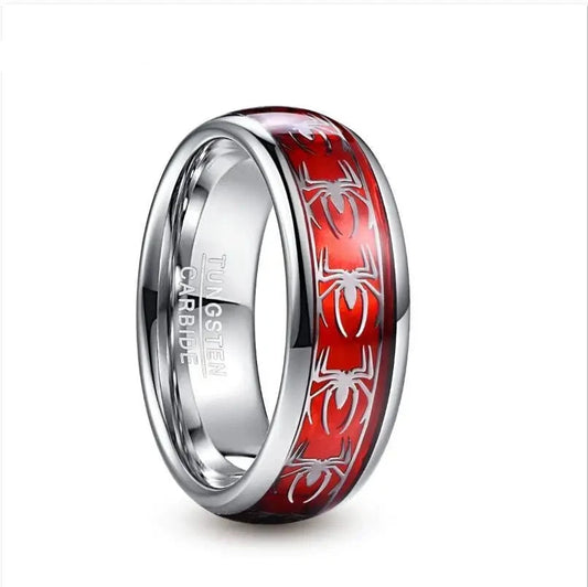 Wide Red Spider Tungsten Steel Men's Ring.