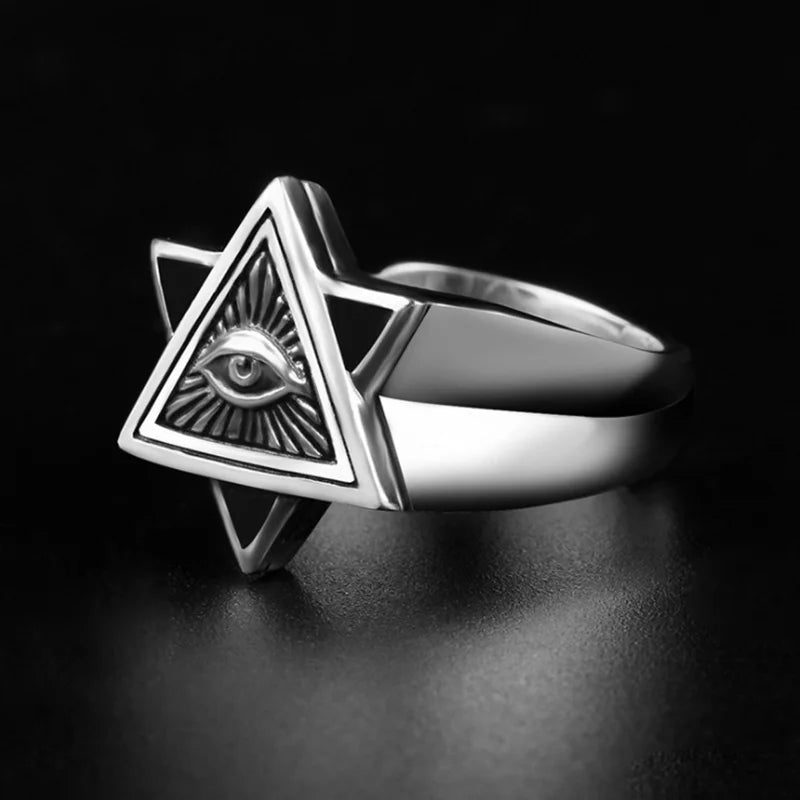 Vintage The Eye of Horus Egypt Pyramid All-Seeing Eye Illuminati Ring Punk Egyptian Triangle Adjustable Rings Anillo