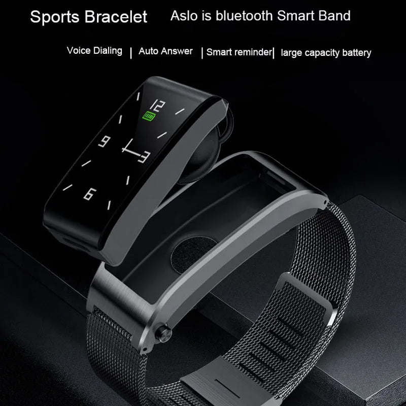 New 2022 Bluetooth Smart Bracelet men women Wearable Sports 2 In 1 Wristbands Touch Screen Call Earphone Band for ios android