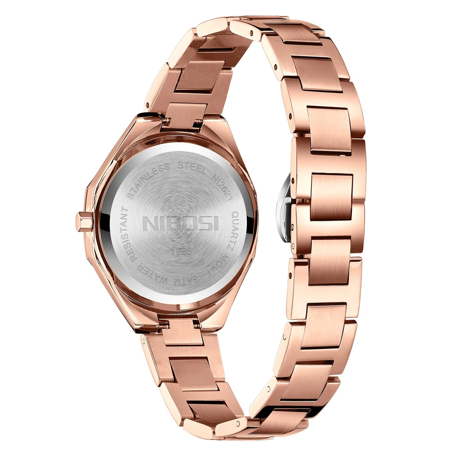 NIBOSI Women Luxury Watches Top Brand Luxury Quartz Watch for Women Waterproof  Date Crystal Accented Dial Metal Bracelet Watch