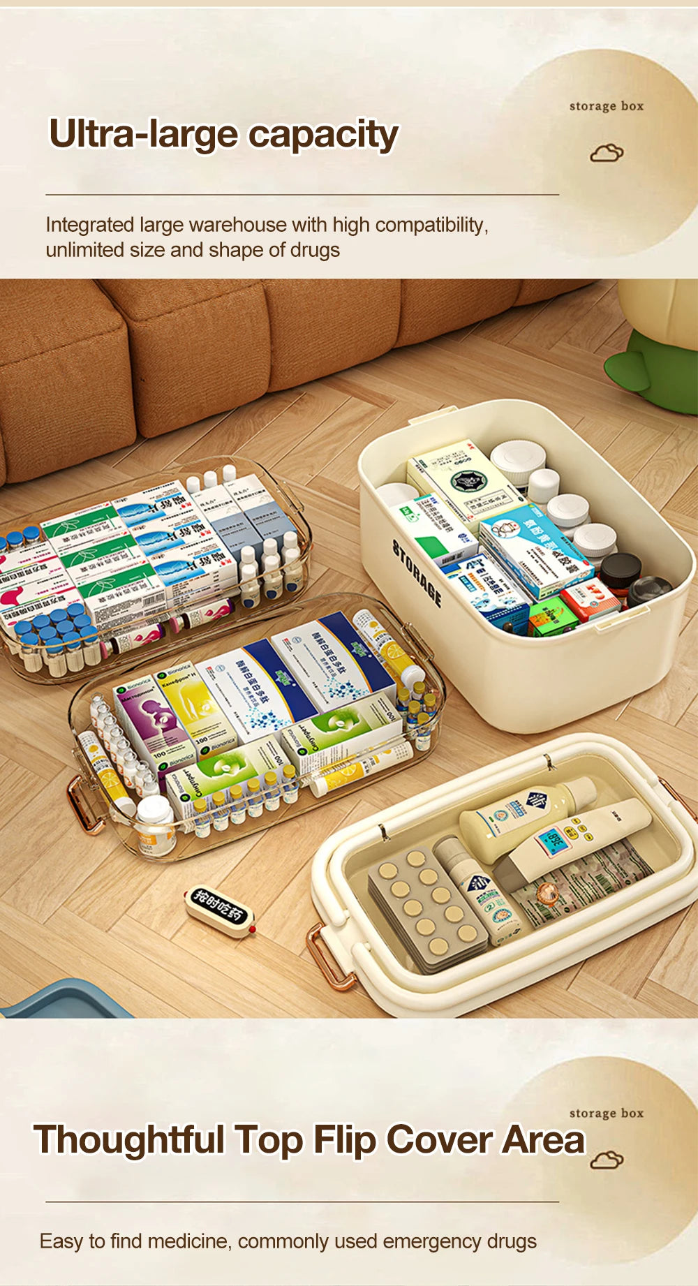 Medicine Storage Box Plastic Multi-Layer Portable.