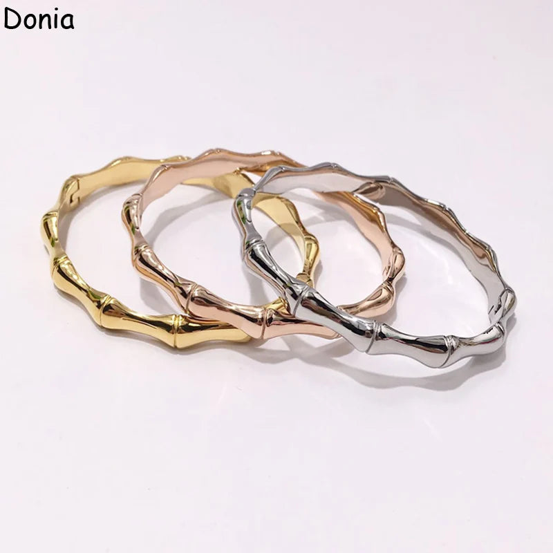 Donia jewelry European and American fashion glossy bamboo titanium steel hidden buckle bracelet luxury bracelet