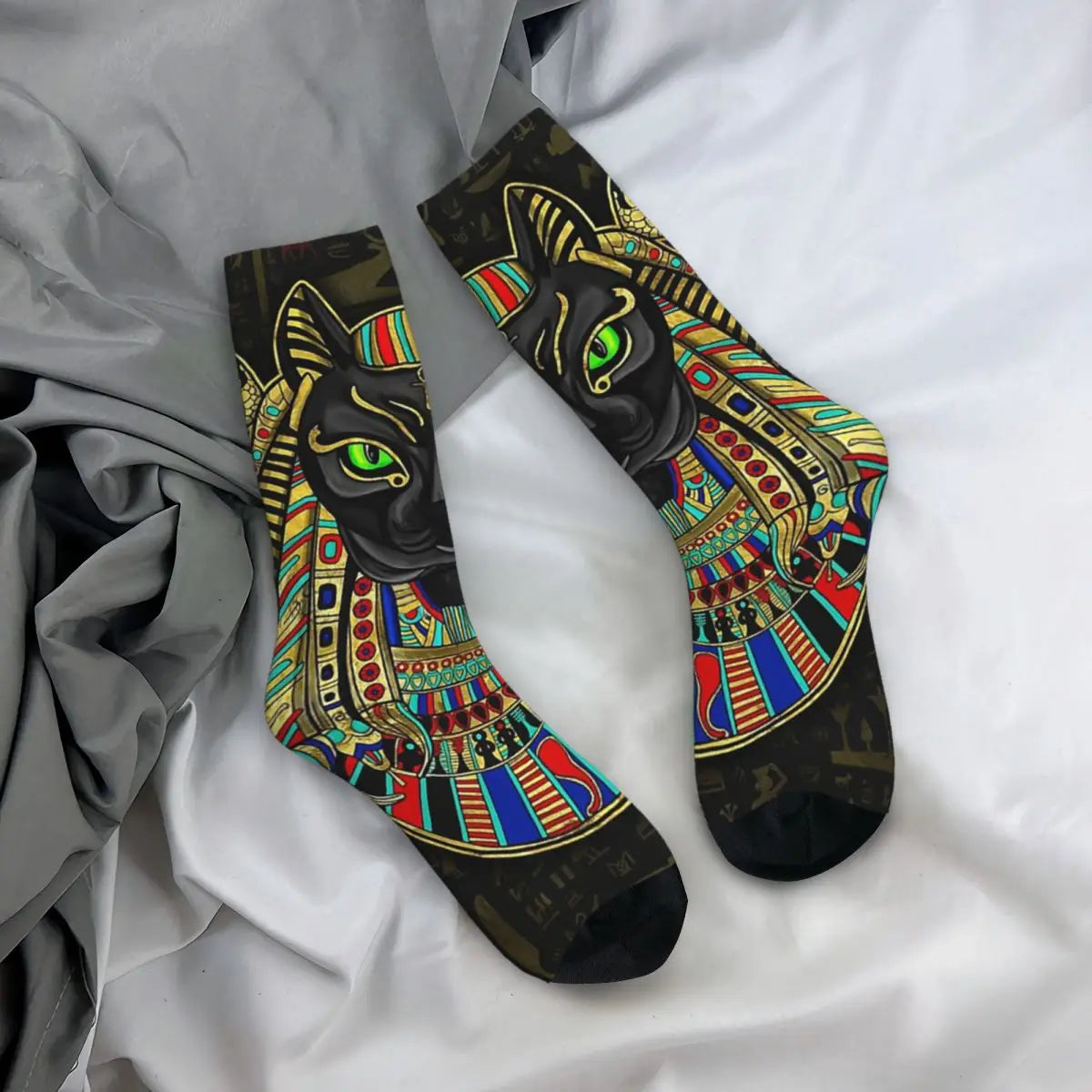 Funny Crazy Sock for Men Bastet Egyptian.