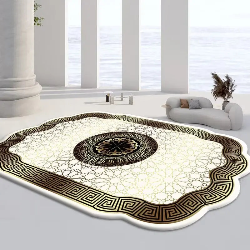 Irregular Gold Carpets for Living Room Home Decoration Bedroom Carpets Non-slip Large Size Luxury Rug Washable Soft Floor Mat