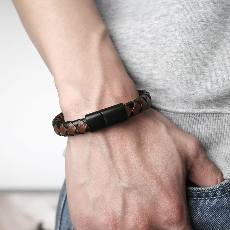 2024 NEW Hiphop Men Leather Bracelet Jewelry.