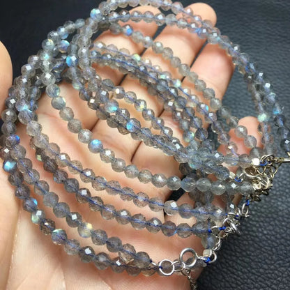 Natural Labradorite Moonstone Bracelet, 925 Silver