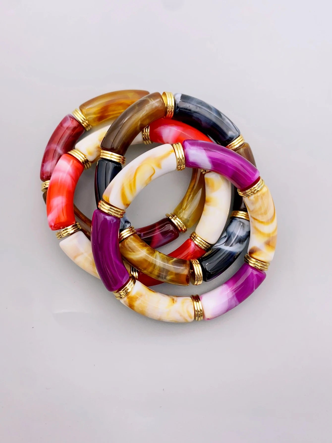 Colorful Acrylic Tube Stretch Bracelet for Women, Fashion Stylish Bangle Jewelry Couple Bangles Gift Jewelry