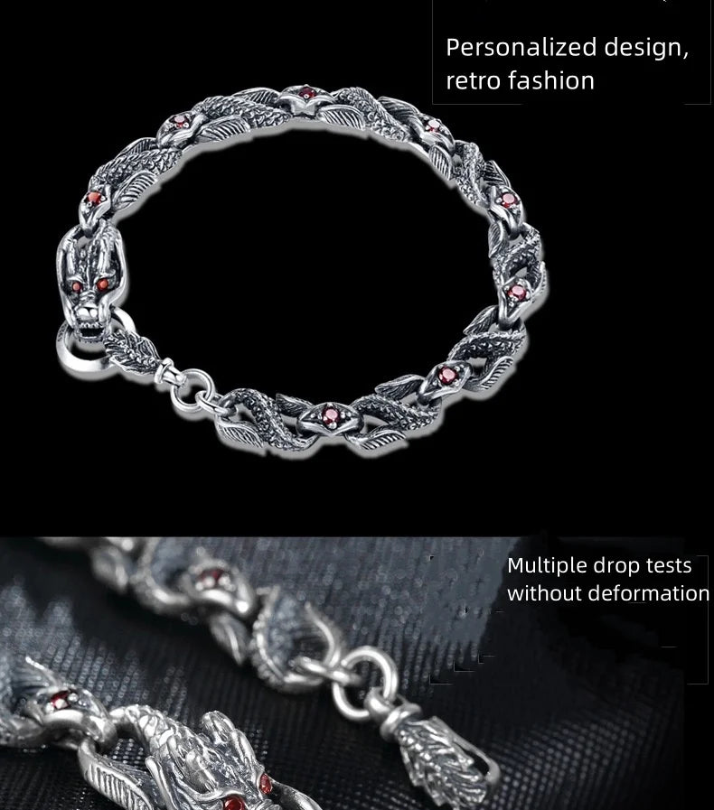 High-grade silver dragon bracelet for men and women.