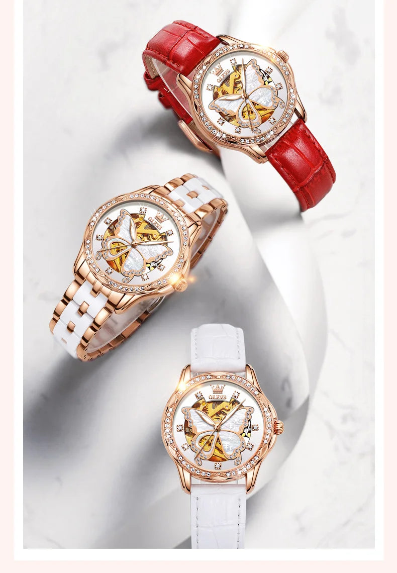 OLEVS Diamond Luxury Woman Automatic Watch.