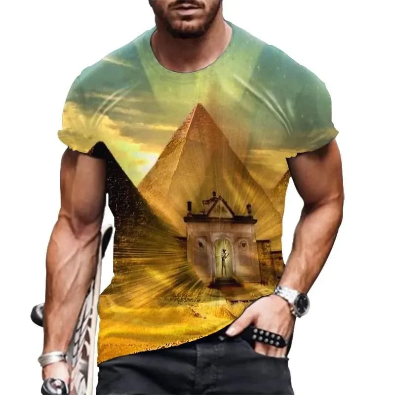 Men's T-Shirts 2022 Fashion Retro Style T-shirt Egyptian Elements 3D Printing Casual Breathable Men  Women Funny Short Sleeves