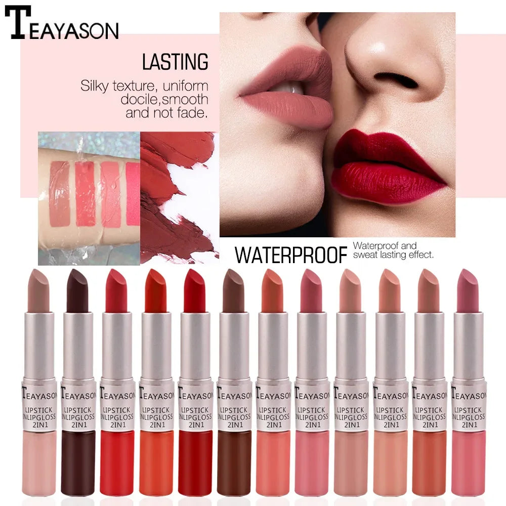 2 in 1 Lipstick Long Lasting Velvet Matte.