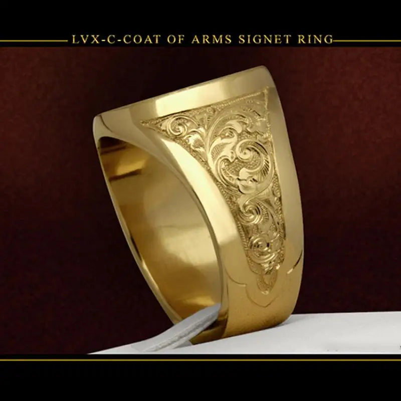 Ring men trends 2024 Crown Lion Shield Badge Ring 18k Yellow Gold Color Royal Seal Men's Ring for party gift for boy