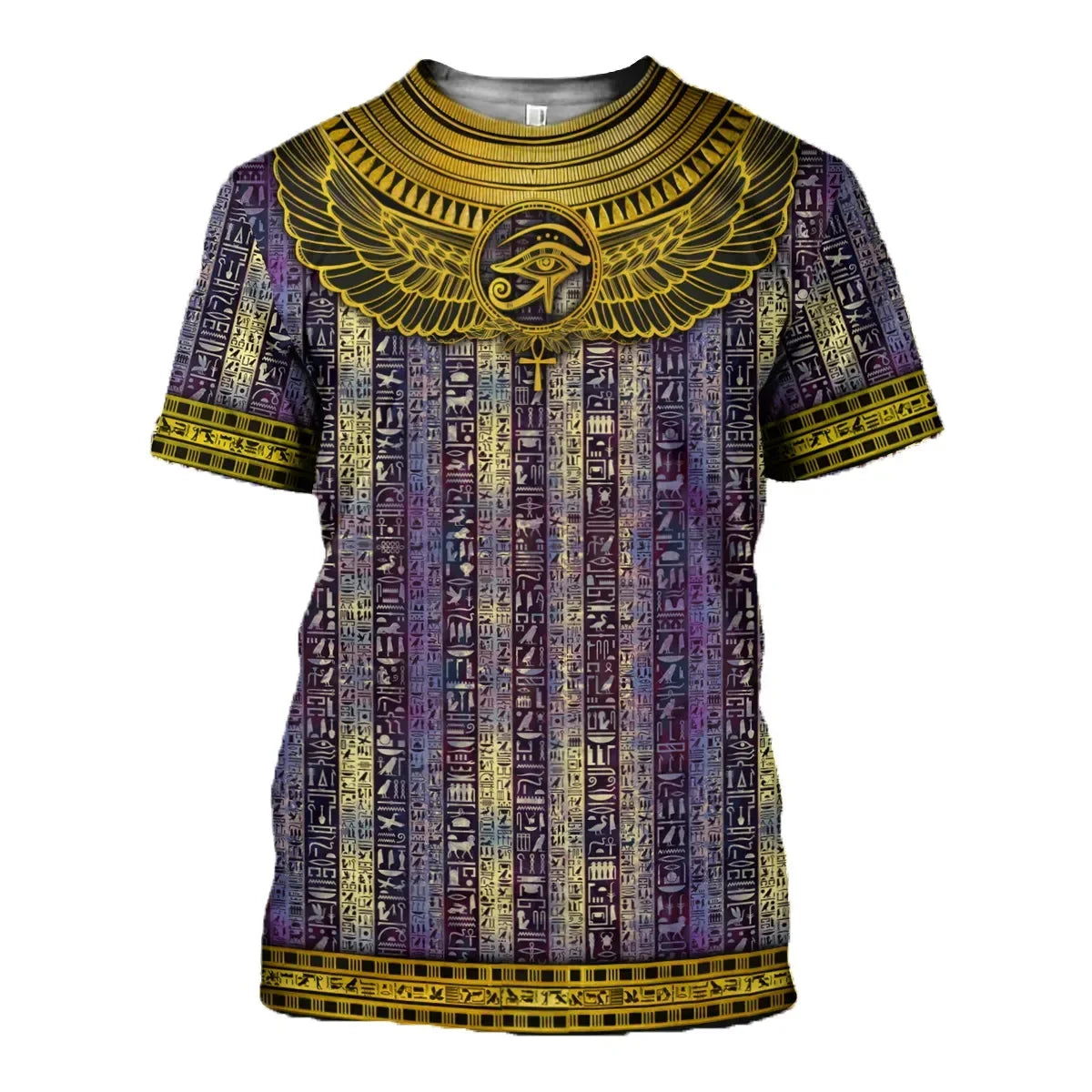 Fashionable Egyptian Wind Pictures For Men's T-Shirts Trend Digital Printing Casual Round Neck Short Sleeved Tops