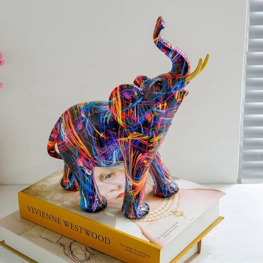 Elephant ornament, Colorful decoration, Home decor, Living room ornament, Desktop sculpture, Modern art crafts,, Dazzling design, Elephant sculpture, Contemporary decor, Artistic ornament, Cultural charm, Vibrant colors, Elegant craftsmanship, Interior decoration, Unique home accent,