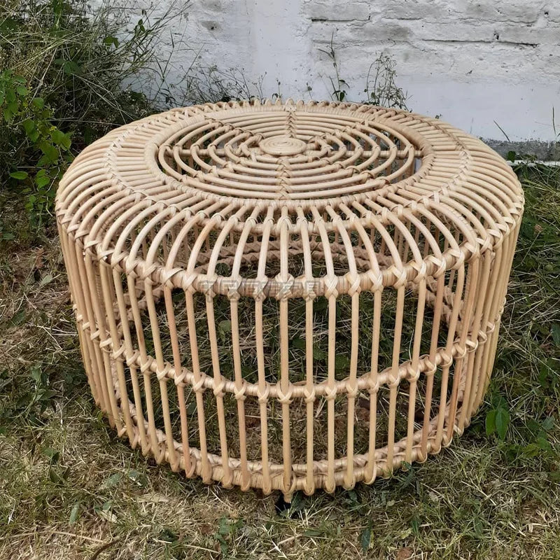 Japanese Rattan Round Tea Table - Elegant and Functional.