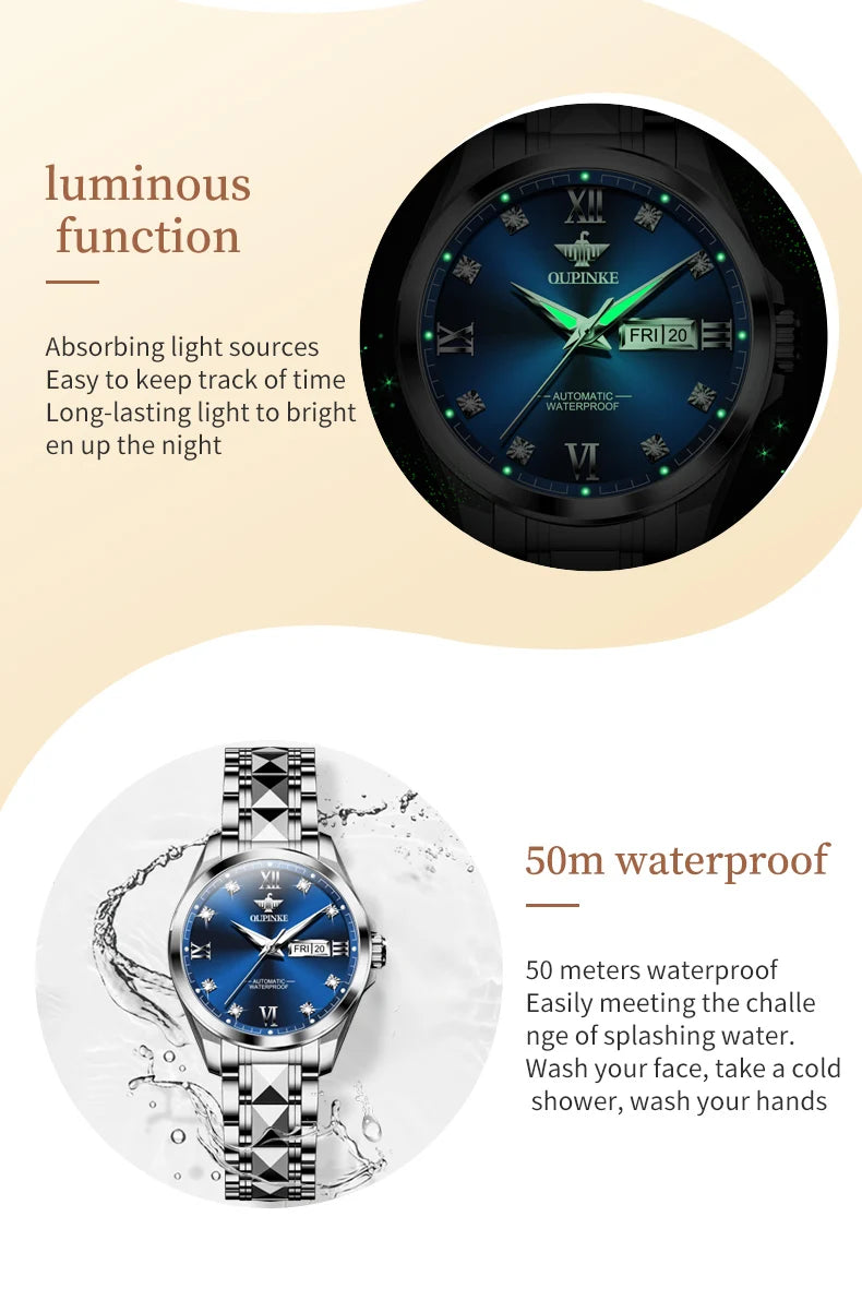 OUPINKE 3262 Couple Watches for Men Women Dual Calendar Display Waterproof Lover Wristwatch Luxury Brand Original Couple Watch