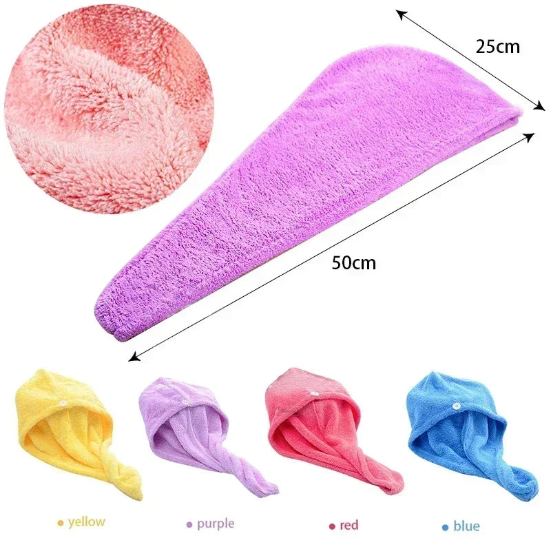 Microfiber Hair Towel Hair Cap with Button.