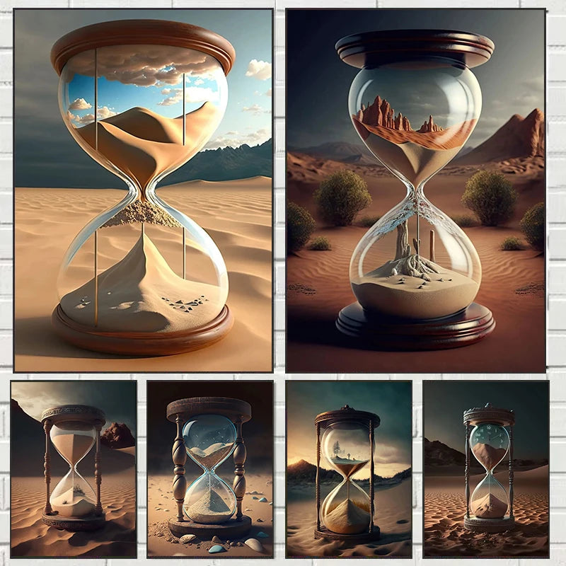 Hourglass Desert Sunset Poster Abstract Art Modern Picture Print Poster Wall Art Canvas Painting Home Living Room Decoration