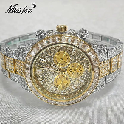 Luxury Brand MISSFOX Gold Watches Men.