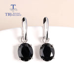 Classic Black Spinel Sterling Silver Earrings.