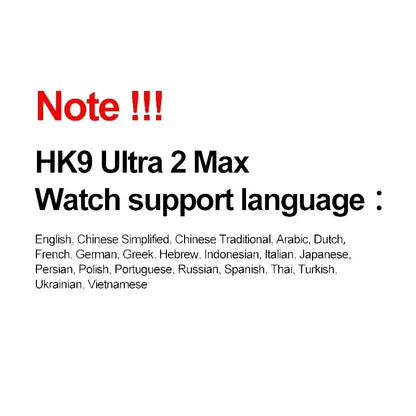 HK9 Ultra 2 Max AMOLED Smart Watch 2GB ROM Photo Album NFC Compass ChatGPT Heartrate BT Call Sport Smartwatch Men Women 2024 New