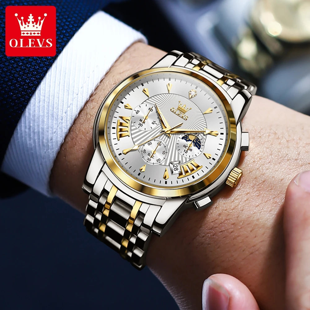 OLEVS Luxury Brand Quartz Watch for Men Waterpoof Chronograph Men&