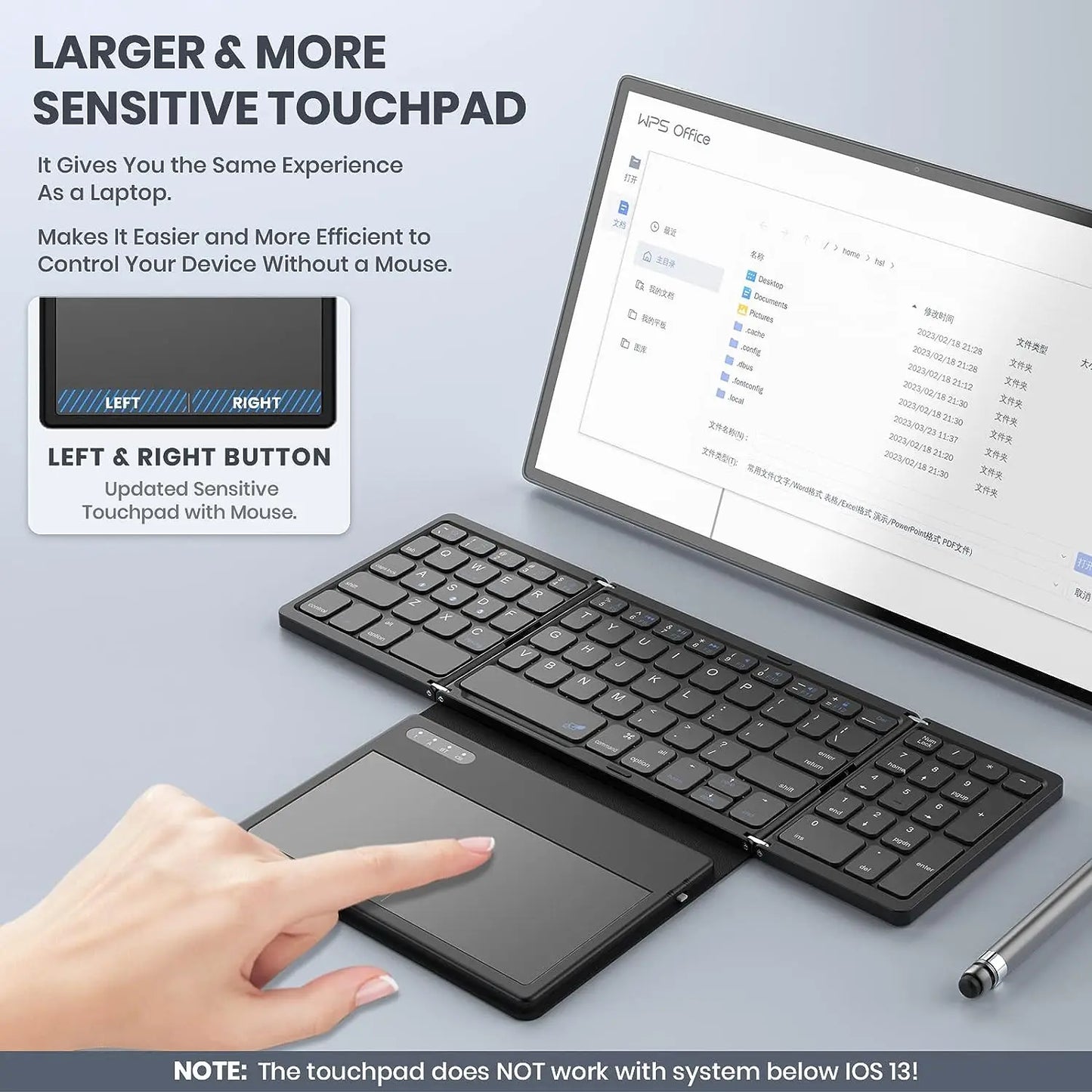 Portable Full Size Folding Keyboard with Touchpad.